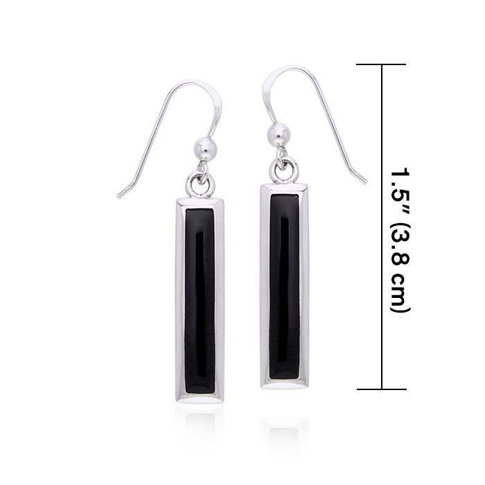 Rectangle Gemstone Inlay Earrings TER038