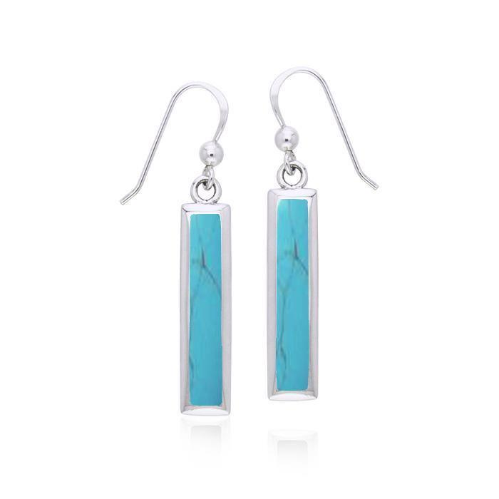 Rectangle Gemstone Inlay Earrings TER038