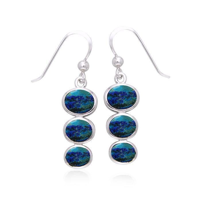 Round Tiered Cabochon Silver Earrings TER039