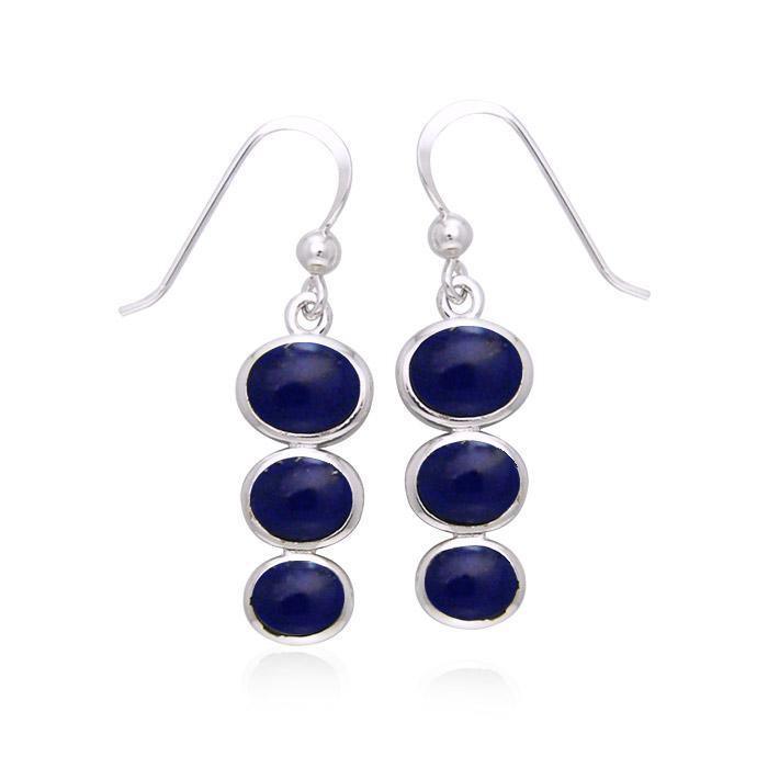 Round Tiered Cabochon Silver Earrings TER039