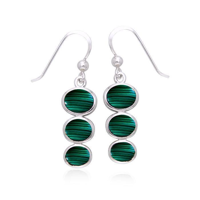 Round Tiered Cabochon Silver Earrings TER039