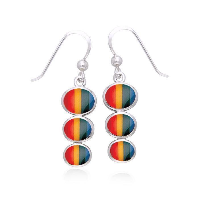 Round Tiered Cabochon Silver Earrings TER039