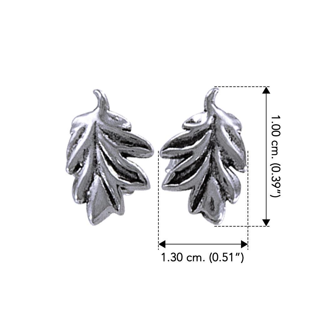 Oak Leaves Silver Post Earrings TER047