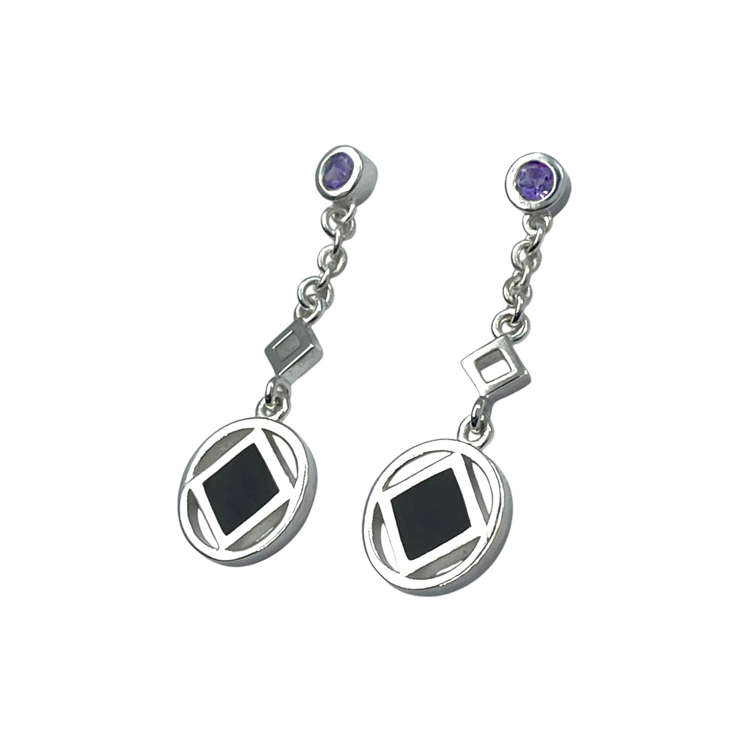Encircled NA Symbol Sterling Silver Post Earrings TER063
