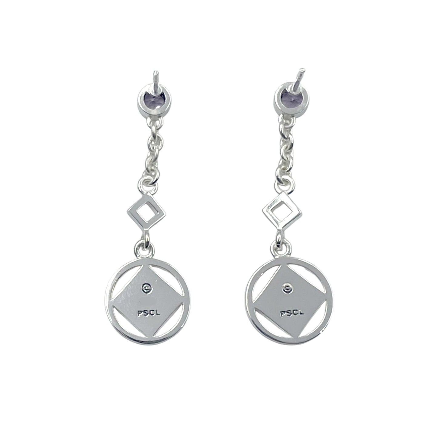Encircled NA Symbol Sterling Silver Post Earrings TER063