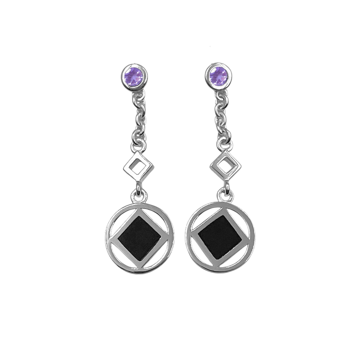 Encircled NA Symbol Sterling Silver Post Earrings TER063