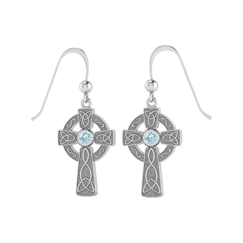 A beautiful statement of pride and faith ~ Celtic Cross Sterling Silver Hook Earrings TER075