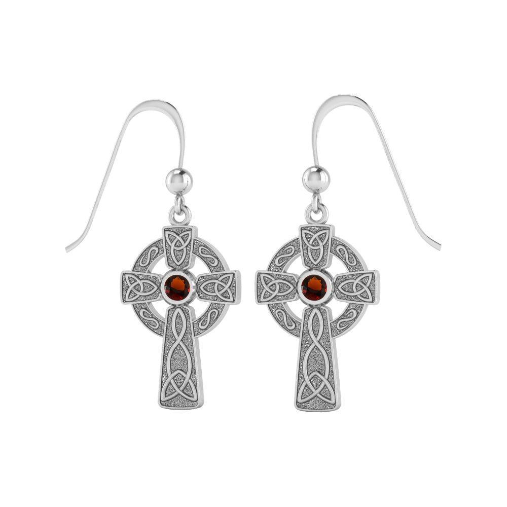 A beautiful statement of pride and faith ~ Celtic Cross Sterling Silver Hook Earrings TER075