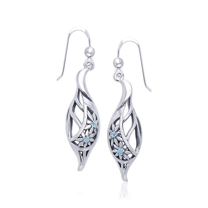 Elegance Daisy Leaf Sterling Silver Earrings TER1105