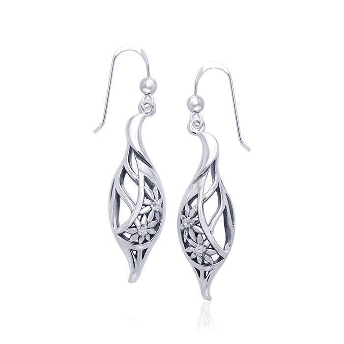 Elegance Daisy Leaf Sterling Silver Earrings TER1105