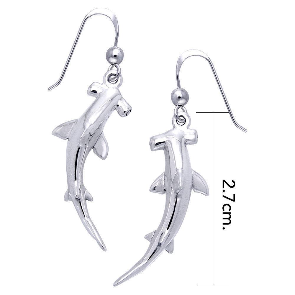 Swim freely with the hammerhead sharks ~ Sterling Silver Jewelry Hook Earrings TER1117