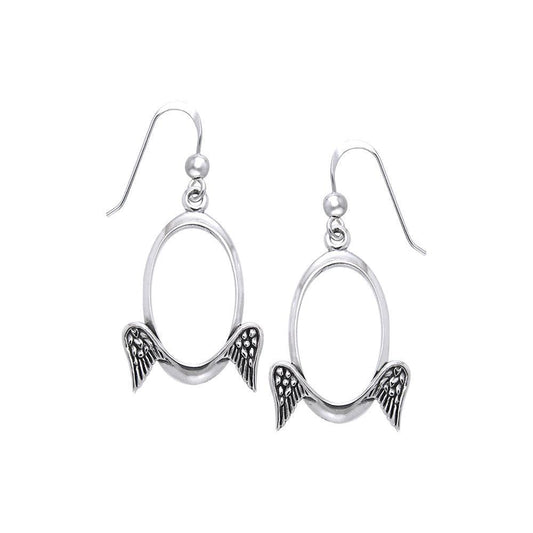 Oval Design Angel Wings Silver Earrings TER1154