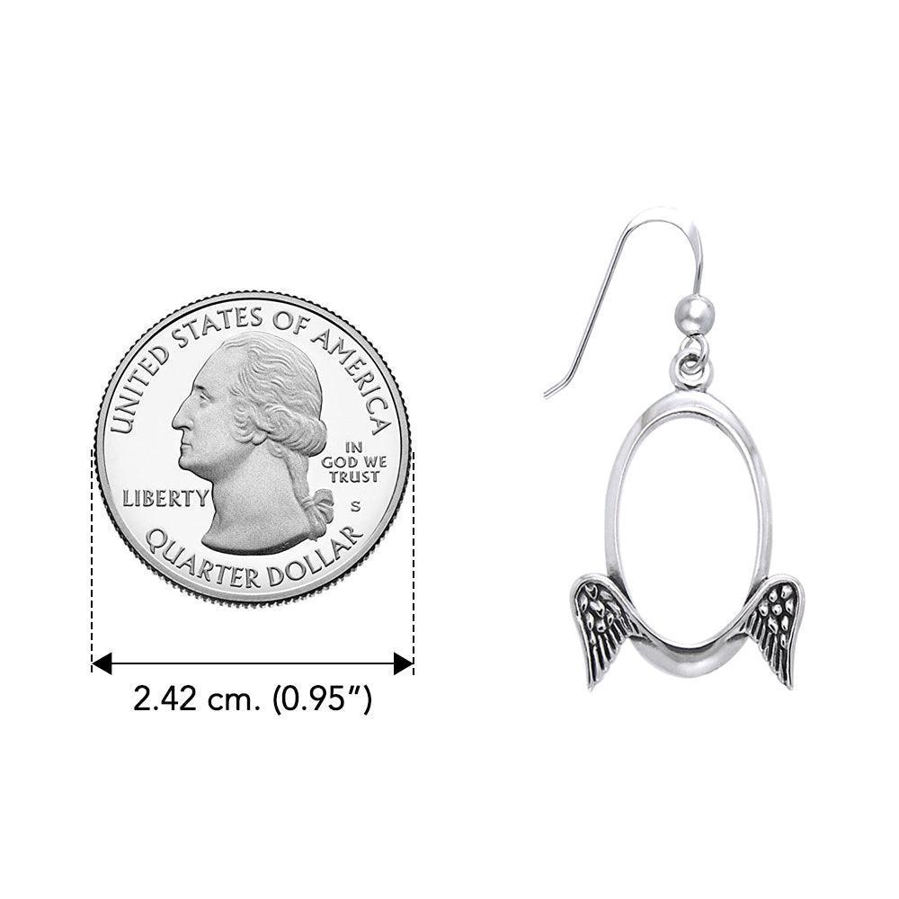 Oval Design Angel Wings Silver Earrings TER1154