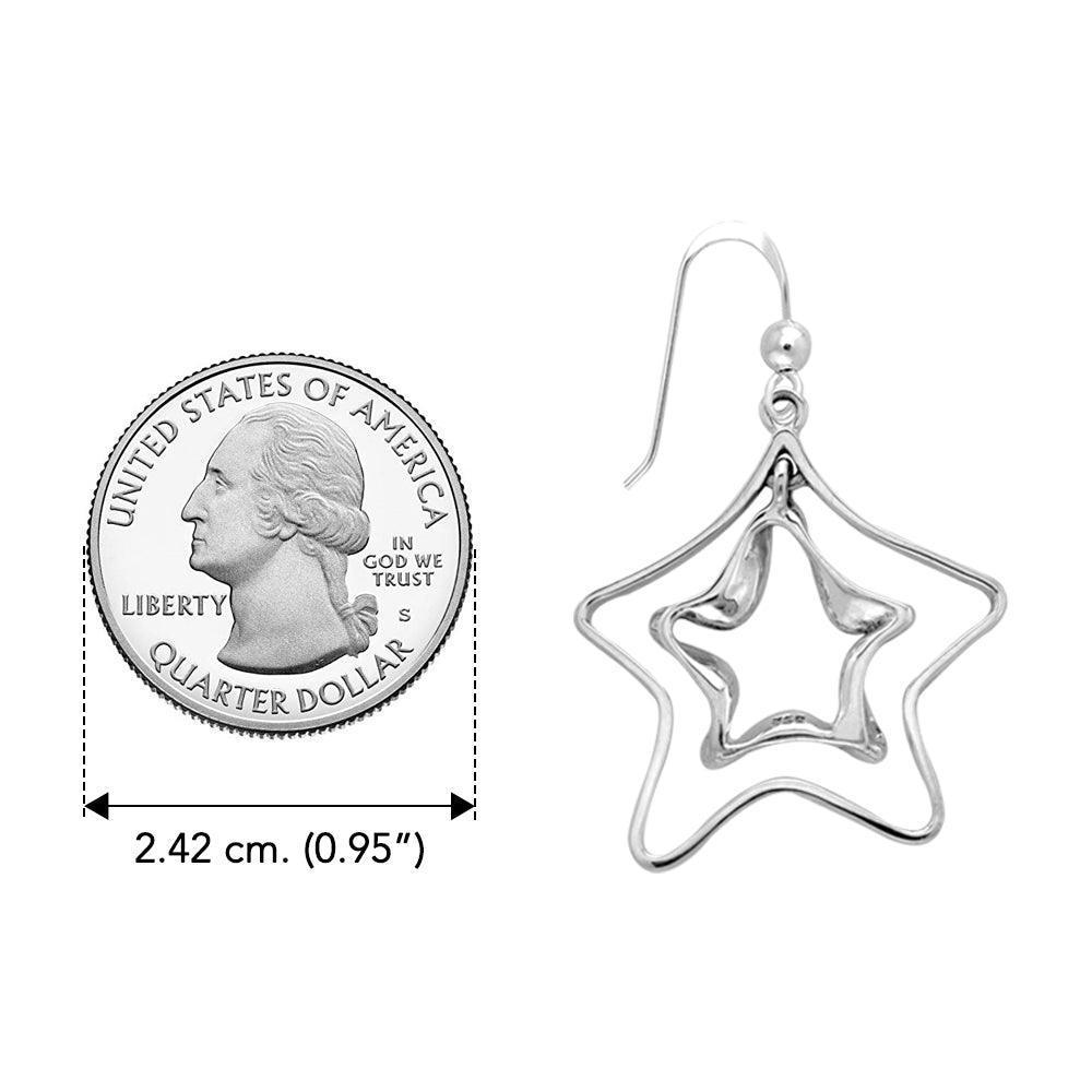 A classic star with a twist Sterling Silver Jewelry Hook Earrings TER1156