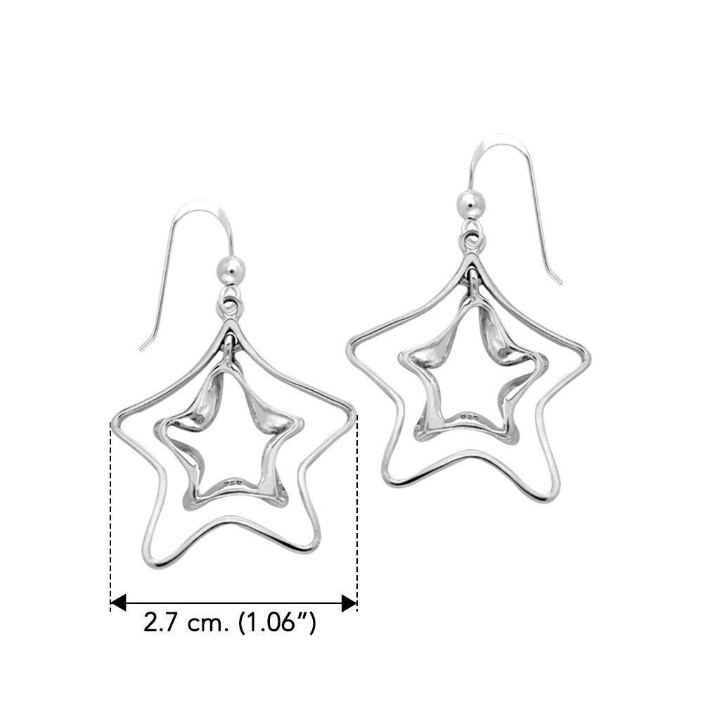 A classic star with a twist Sterling Silver Jewelry Hook Earrings TER1156