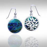 Tree of Life Silver Earrings with Inlay Stone TER1209