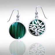 Tree of Life Silver Earrings with Inlay Stone TER1209