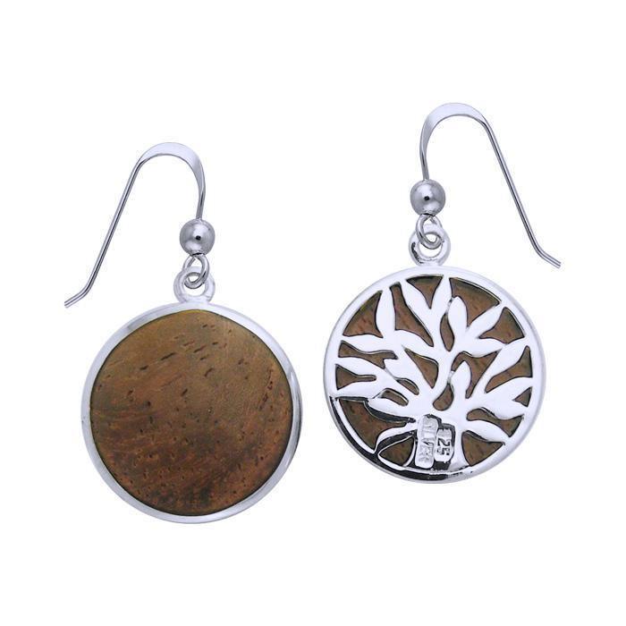 Tree of Life Silver Earrings with Inlay Stone TER1209