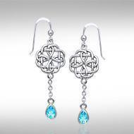 The wonderful promise of eternity ~ Celtic Knotwork Sterling Silver Dangle Earrings with Gemstone TER122
