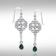 The wonderful promise of eternity ~ Celtic Knotwork Sterling Silver Dangle Earrings with Gemstone TER122