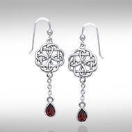 The wonderful promise of eternity ~ Celtic Knotwork Sterling Silver Dangle Earrings with Gemstone TER122