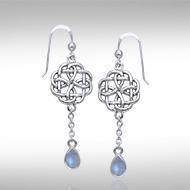 The wonderful promise of eternity ~ Celtic Knotwork Sterling Silver Dangle Earrings with Gemstone TER122