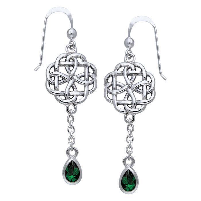 The wonderful promise of eternity ~ Celtic Knotwork Sterling Silver Dangle Earrings with Gemstone TER122