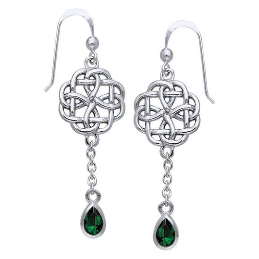 The wonderful promise of eternity ~ Celtic Knotwork Sterling Silver Dangle Earrings with Gemstone TER122