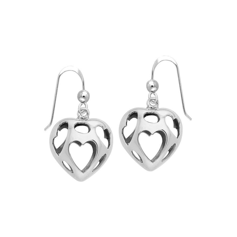 Bold Filigree Heart Silver Earrings TER1220