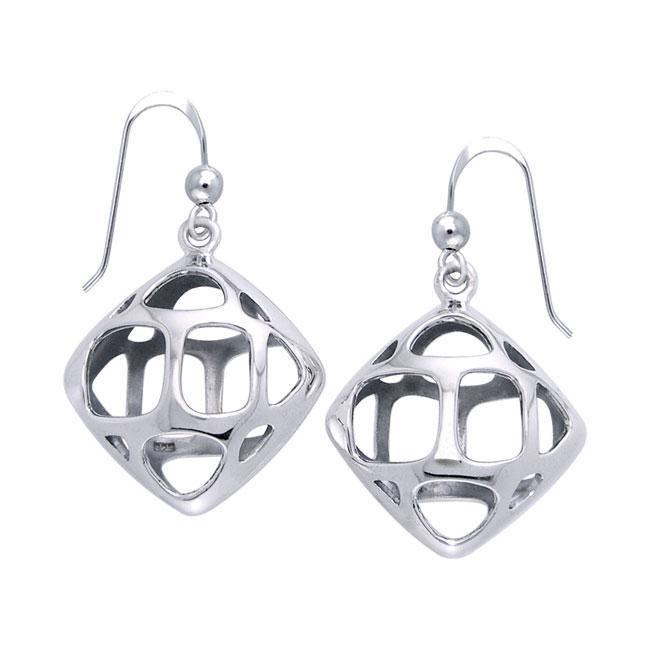 Square Bold Filigree Silver Earrings TER1221