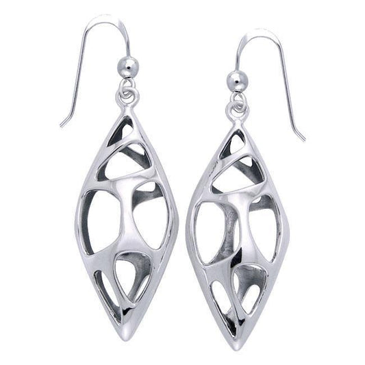Bold Filigree Long Silver Earrings TER1224