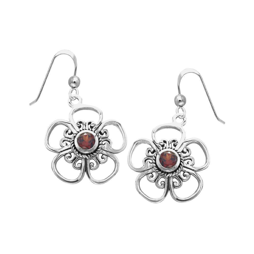 Lovely Bloom Sterling Silver Jewelry Hook Earrings with Gemstone TER1235