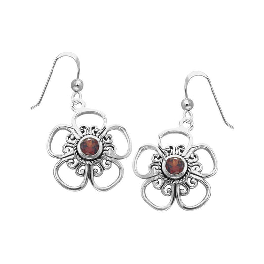 Lovely Bloom Sterling Silver Jewelry Hook Earrings with Gemstone TER1235
