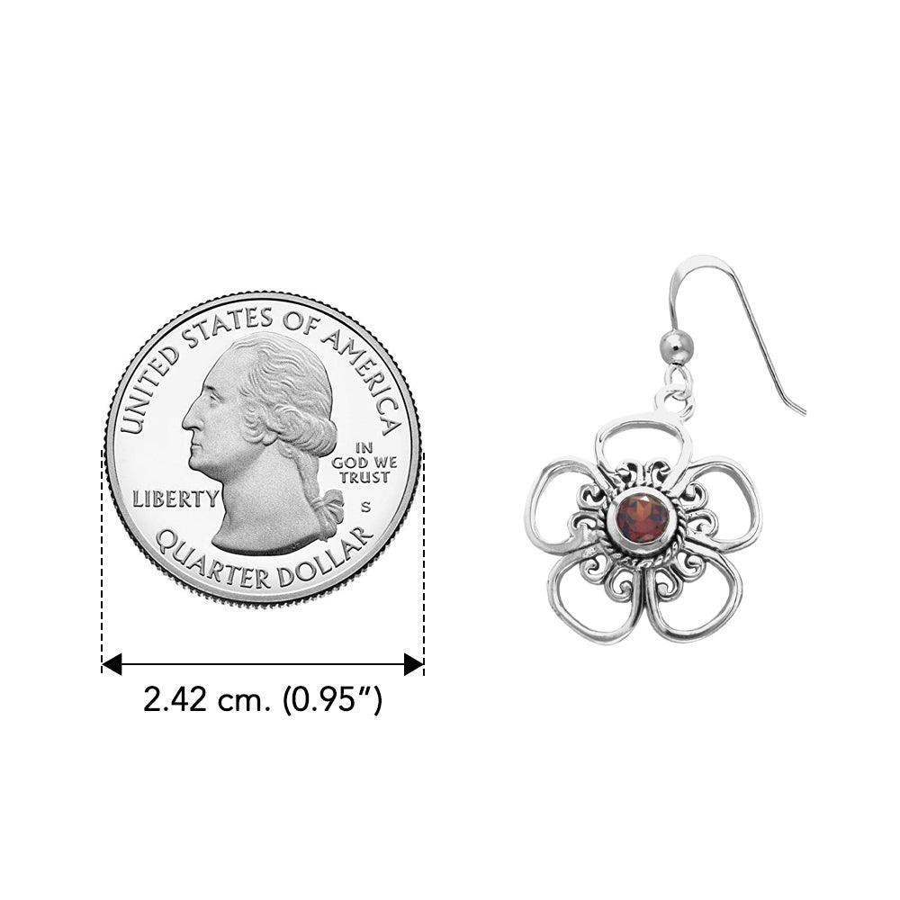 Lovely Bloom Sterling Silver Jewelry Hook Earrings with Gemstone TER1235