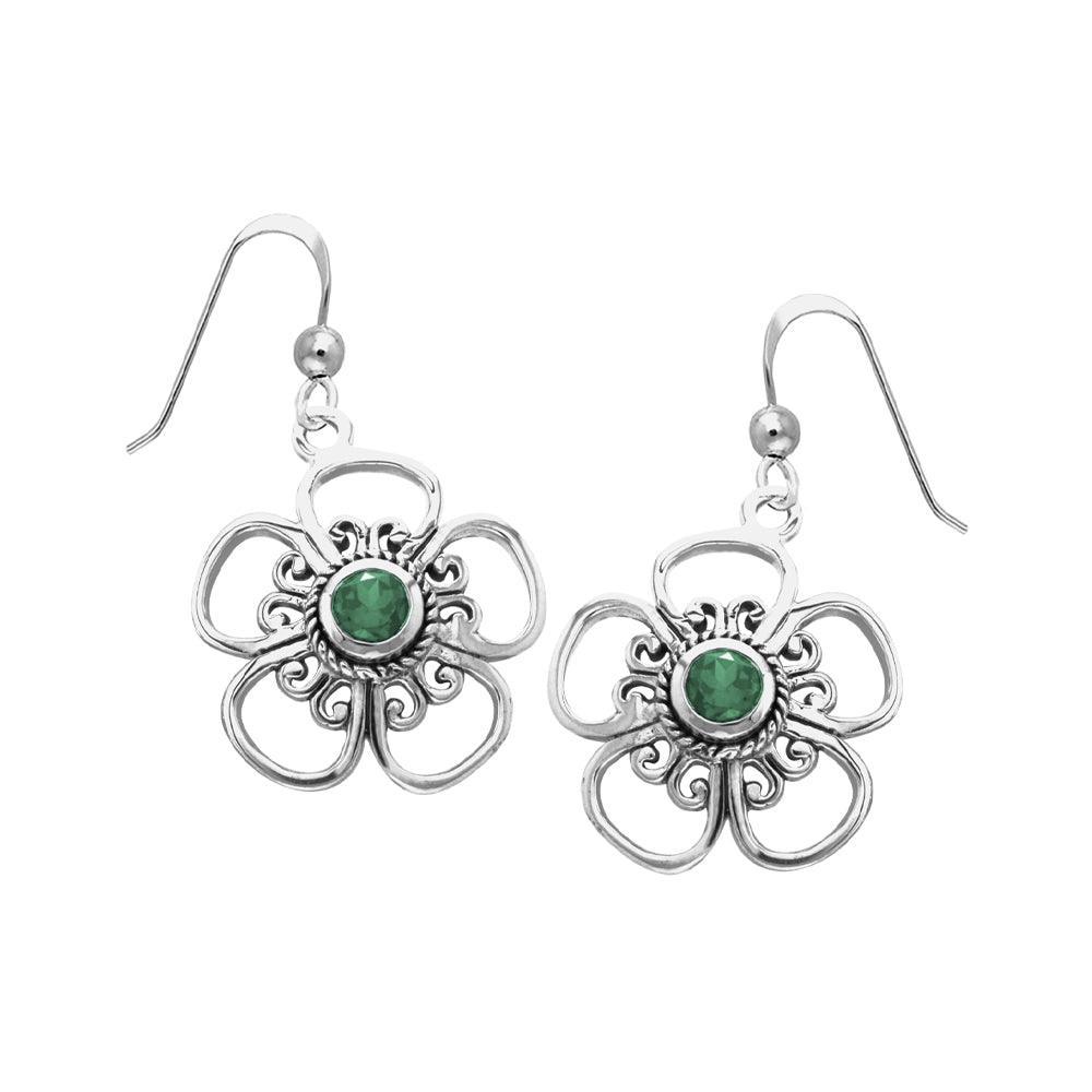 Lovely Bloom Sterling Silver Jewelry Hook Earrings with Gemstone TER1235