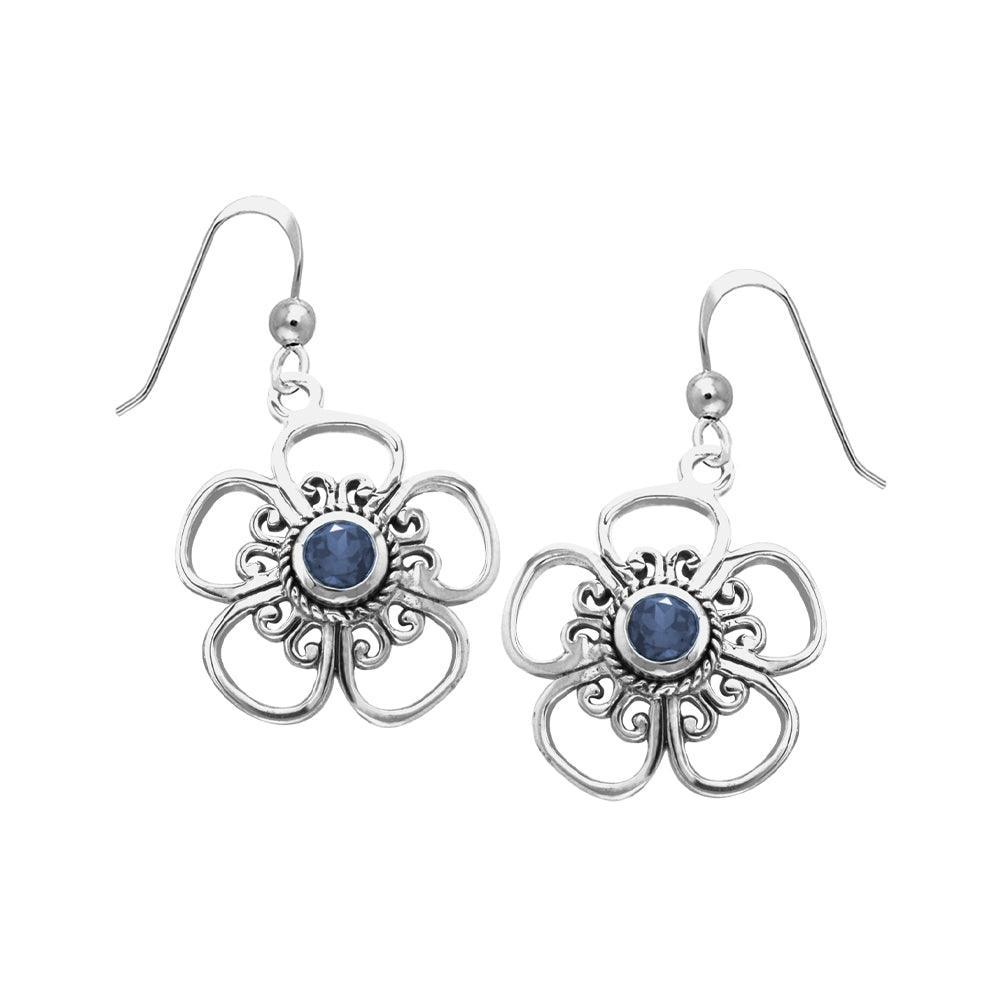 Lovely Bloom Sterling Silver Jewelry Hook Earrings with Gemstone TER1235