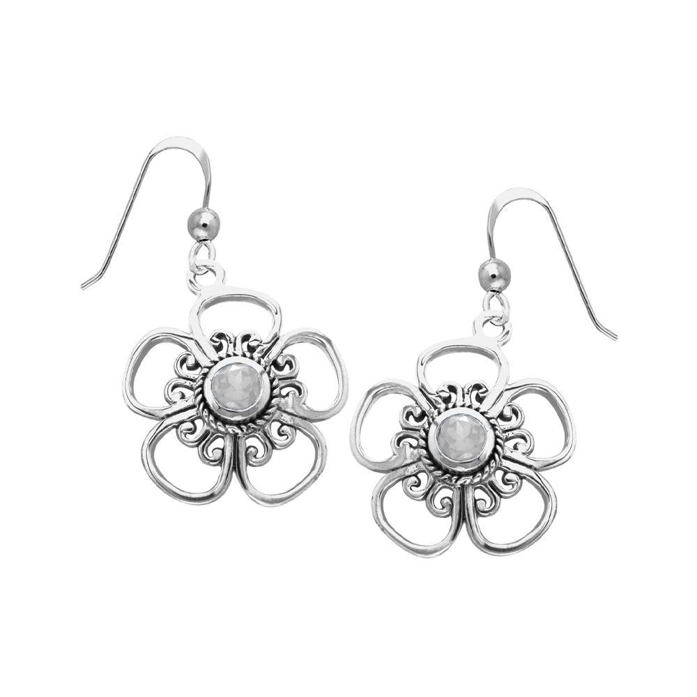 Lovely Bloom Sterling Silver Jewelry Hook Earrings with Gemstone TER1235