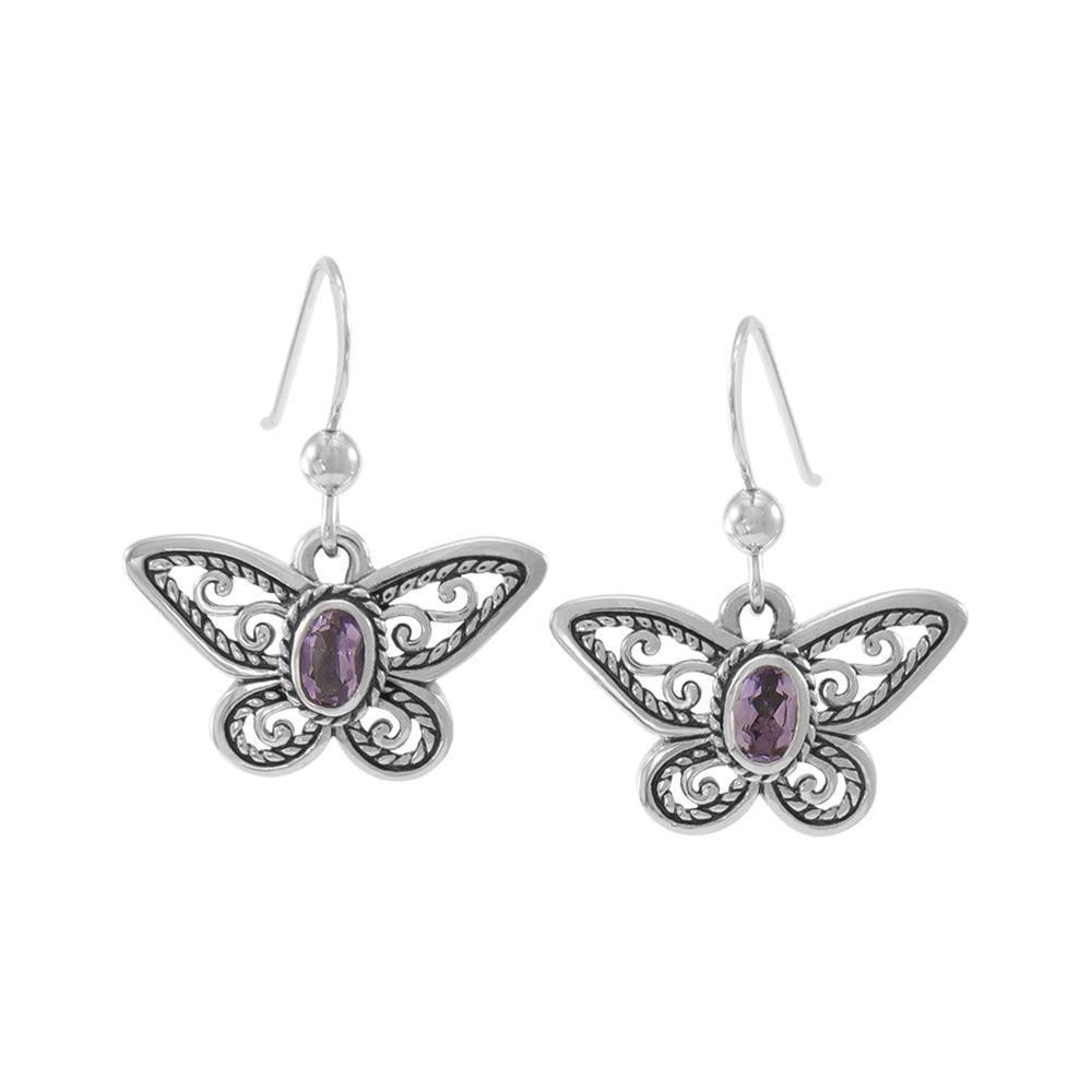 Delighted of the butterfly's beauty ~ Sterling Silver Jewelry Earrings with Gemstone TER1237