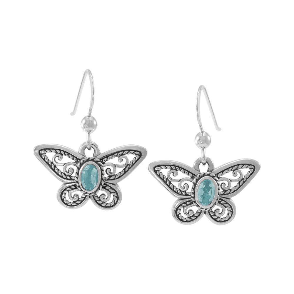 Delighted of the butterfly's beauty ~ Sterling Silver Jewelry Earrings with Gemstone TER1237