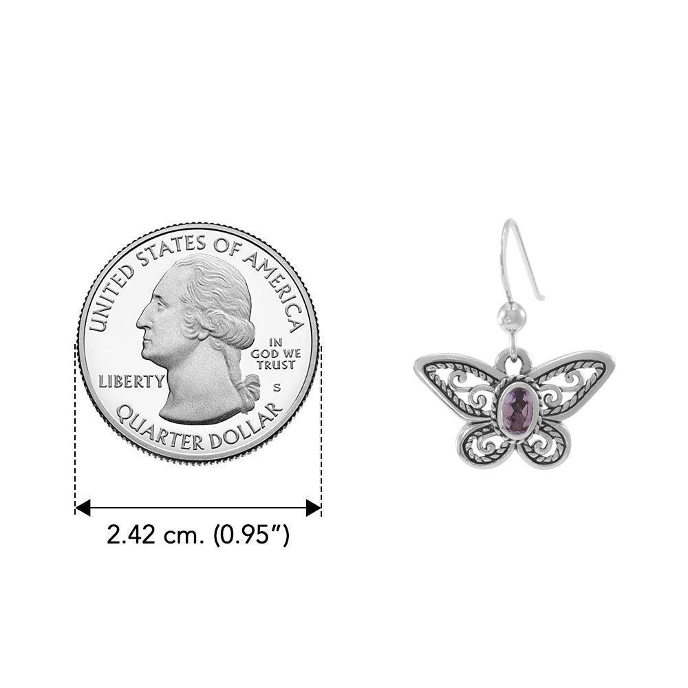 Delighted of the butterfly's beauty ~ Sterling Silver Jewelry Earrings with Gemstone TER1237