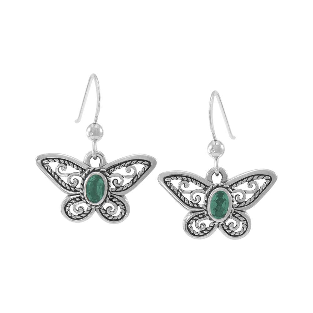 Delighted of the butterfly's beauty ~ Sterling Silver Jewelry Earrings with Gemstone TER1237
