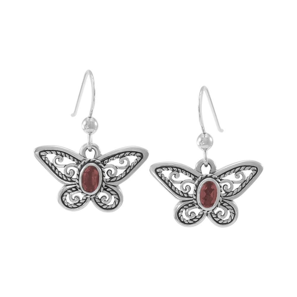 Delighted of the butterfly's beauty ~ Sterling Silver Jewelry Earrings with Gemstone TER1237