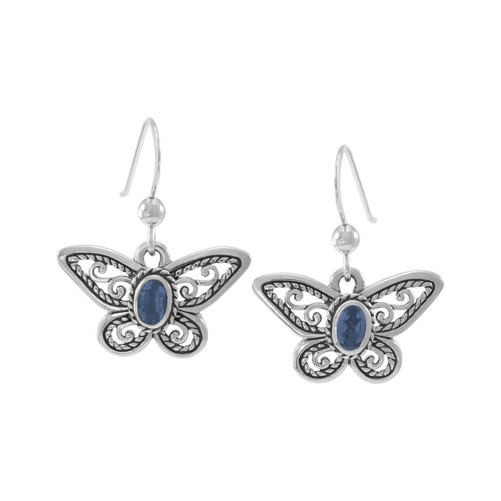 Delighted of the butterfly's beauty ~ Sterling Silver Jewelry Earrings with Gemstone TER1237