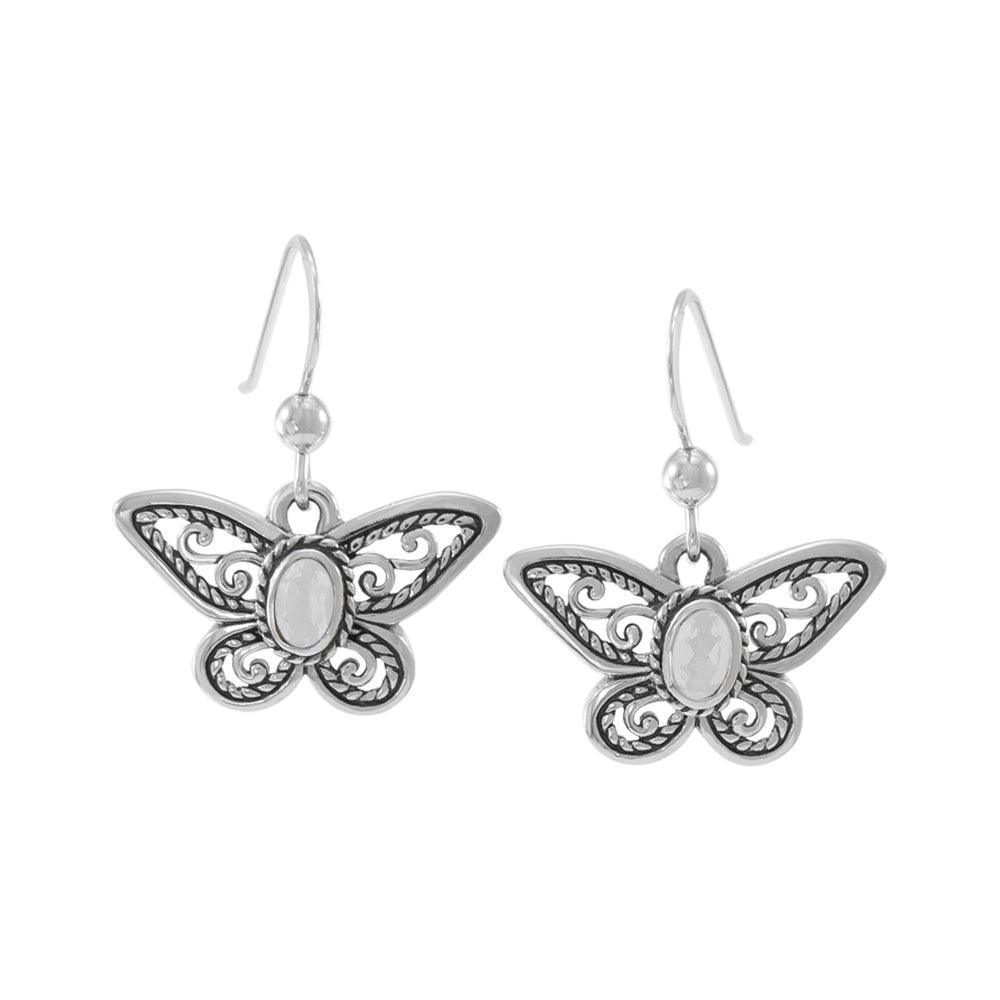 Delighted of the butterfly's beauty ~ Sterling Silver Jewelry Earrings with Gemstone TER1237