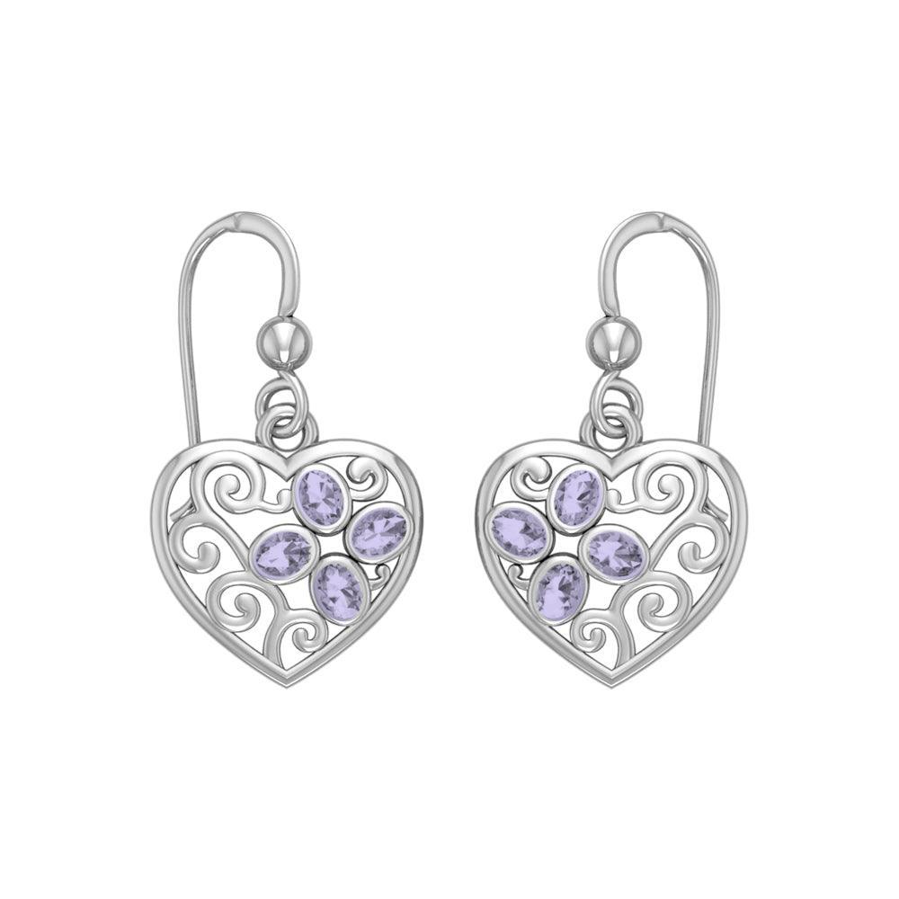 Flower in Heart Shape Silver Earrings TER1238