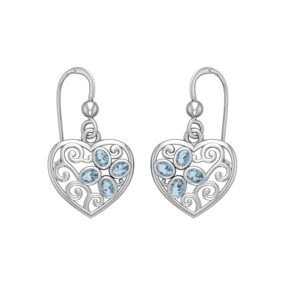 Flower in Heart Shape Silver Earrings TER1238