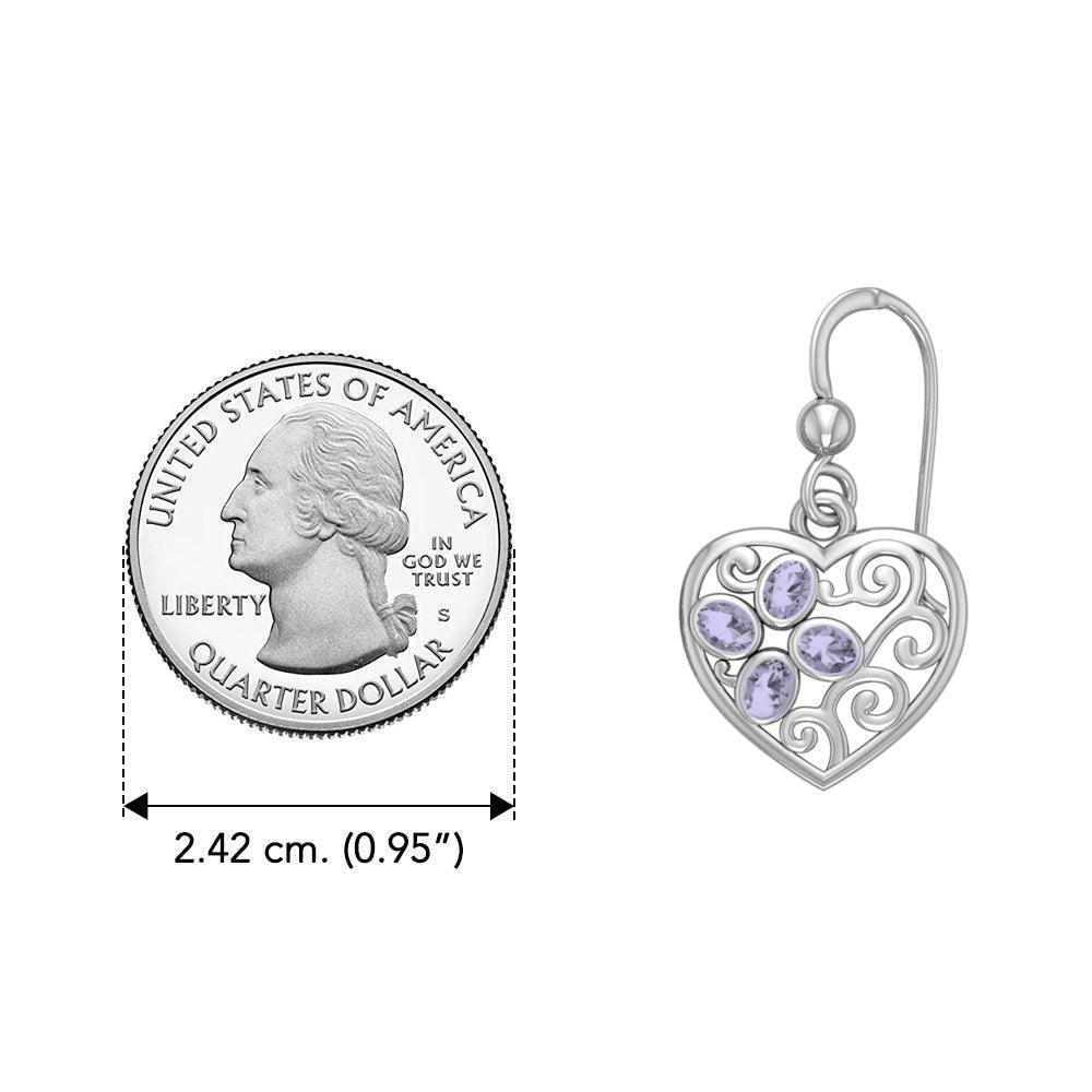 Flower in Heart Shape Silver Earrings TER1238