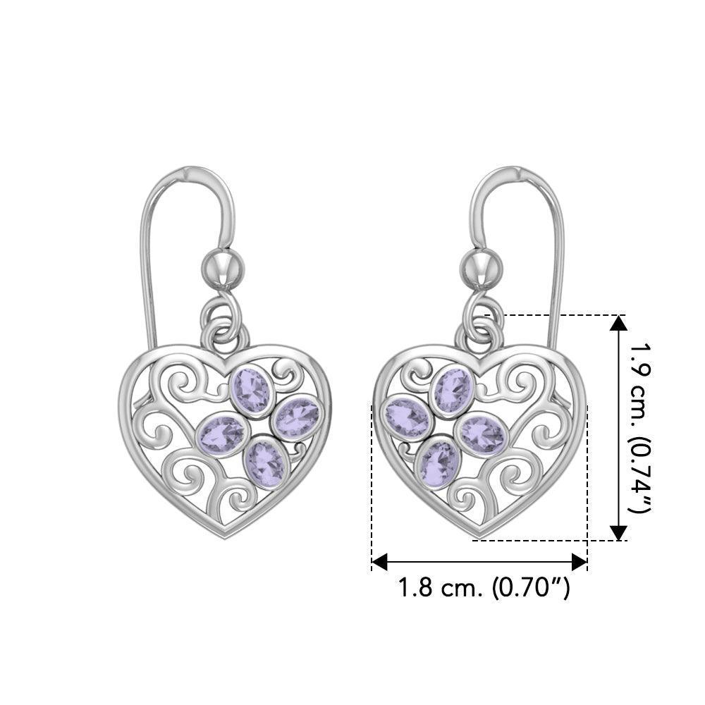 Flower in Heart Shape Silver Earrings TER1238