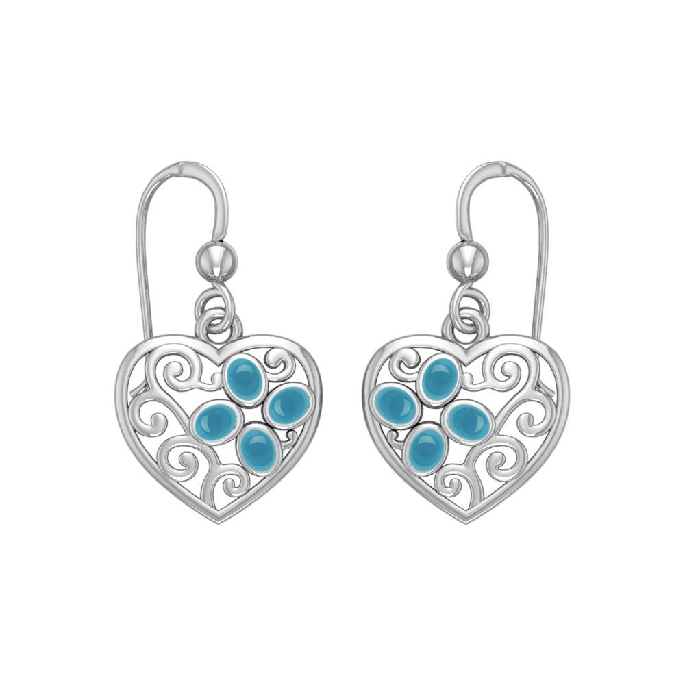 Flower in Heart Shape Silver Earrings TER1238