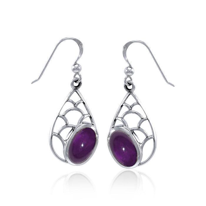 Teardrop Shape Silver Earrings with Gemstone TER1246